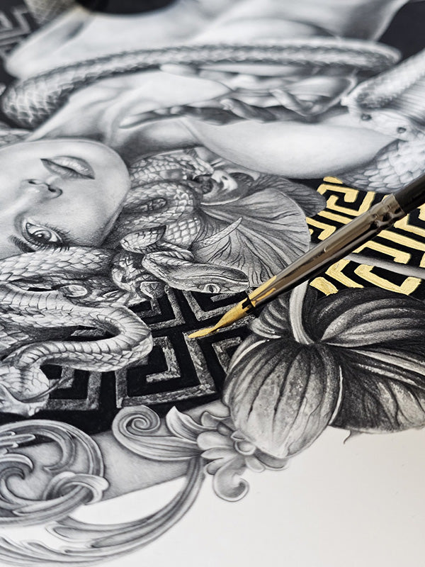 "Medusa III" Limited Edition Fine Art Print, Gold