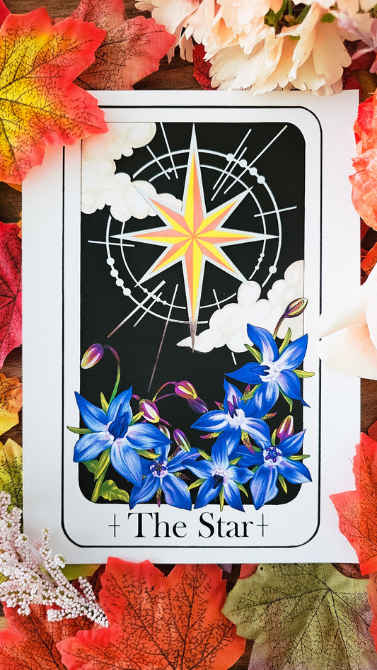 "The Star" Tarot Card Silver Foil Print
