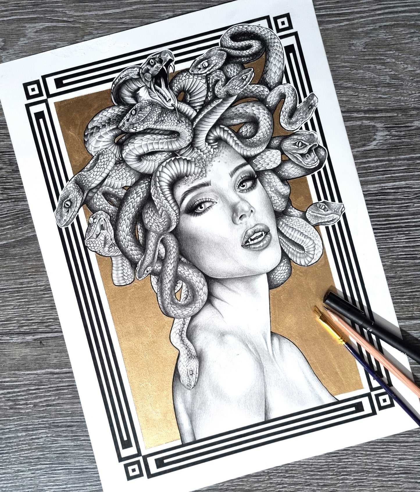 "Medusa" Limited Edition Fine Art Print, Gold