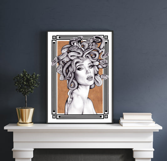 "Medusa" Limited Edition Fine Art Print, Gold