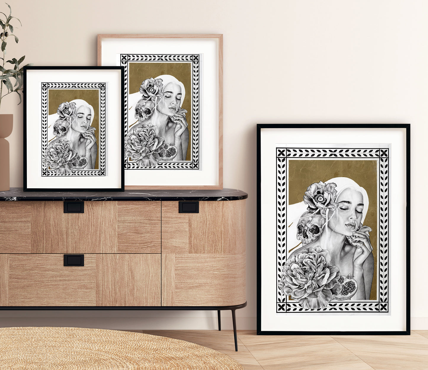 "Persephone Queen of the Underworld" Limited Edition Fine Art Print, hand painted with Gold