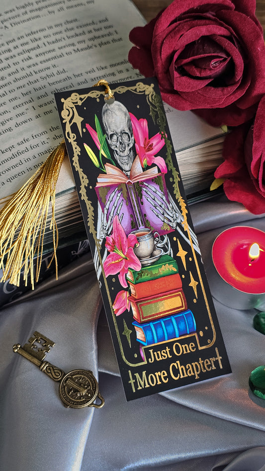 "Just One More Chapter" Tarot Bookmark (Gold foil)