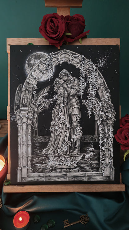 "The Eternal Embrace" Original Drawing (Please Read Description- slight imperfection)