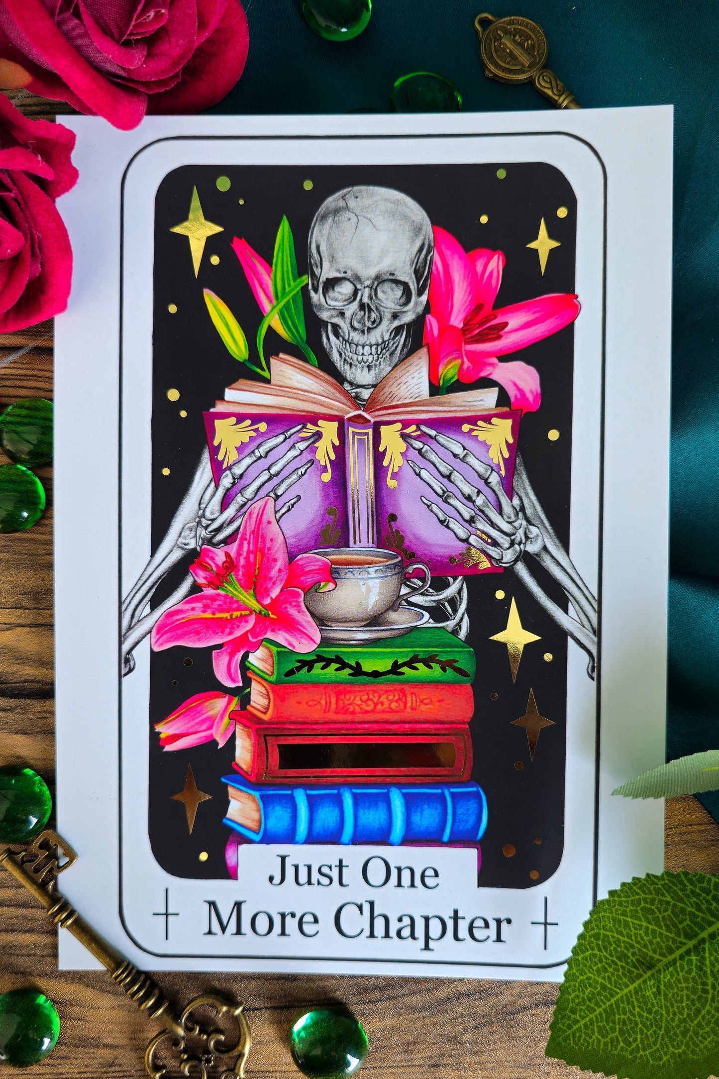 "Just One More Chapter" Tarot Card Gold Foil Print