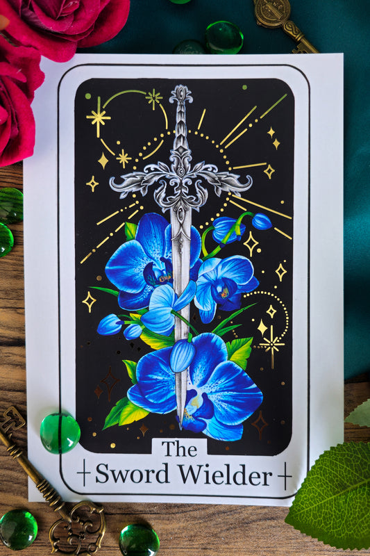 "The Sword Wielder" Tarot Card Gold Foil Print