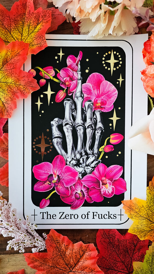"The Zero of Fucks" Tarot Card Gold Foil Print